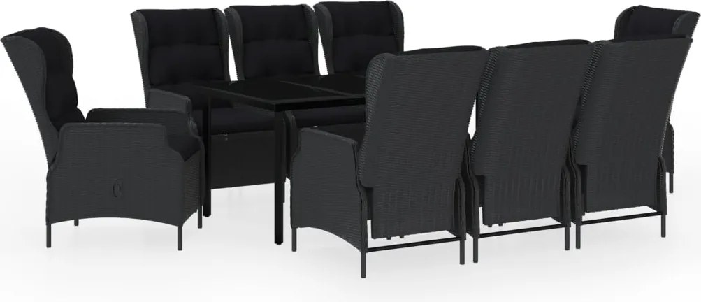 vidaXL 9 részes sötétszürke kerti étkezőgarnitúra