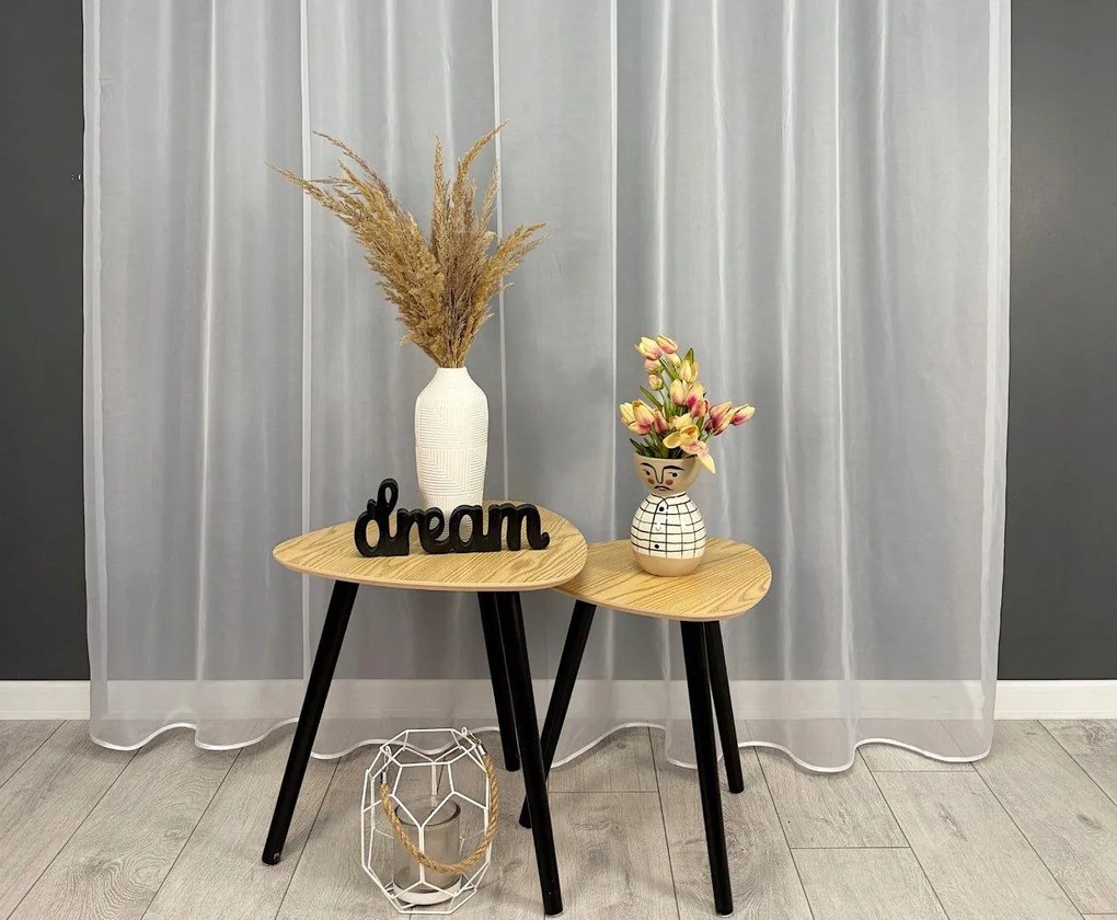 Bájos kész függöny sima Fehér Fátyol Szegéllyel 290x100 gyönyörű finom