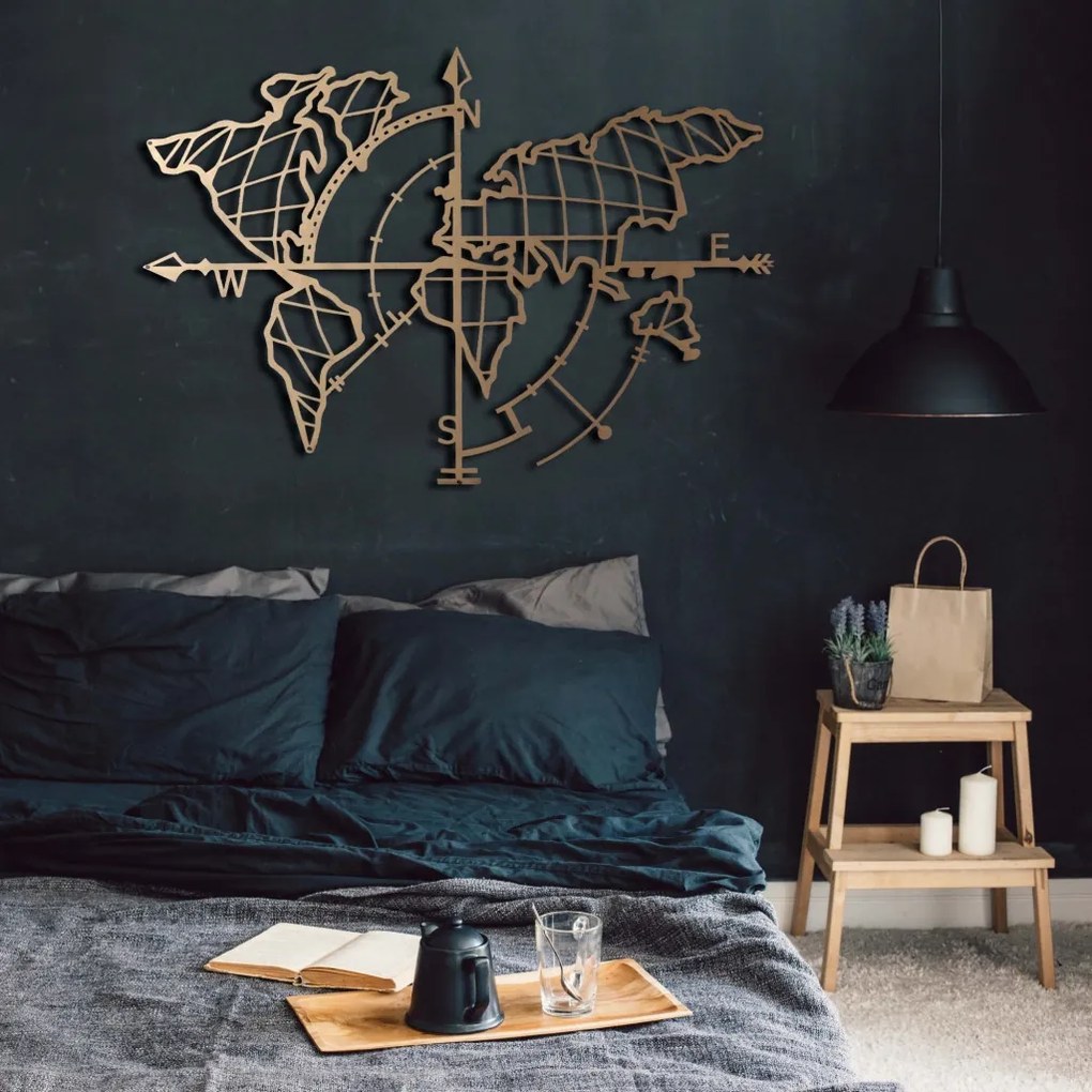 World fém fali dekoráció, 65×95 cm