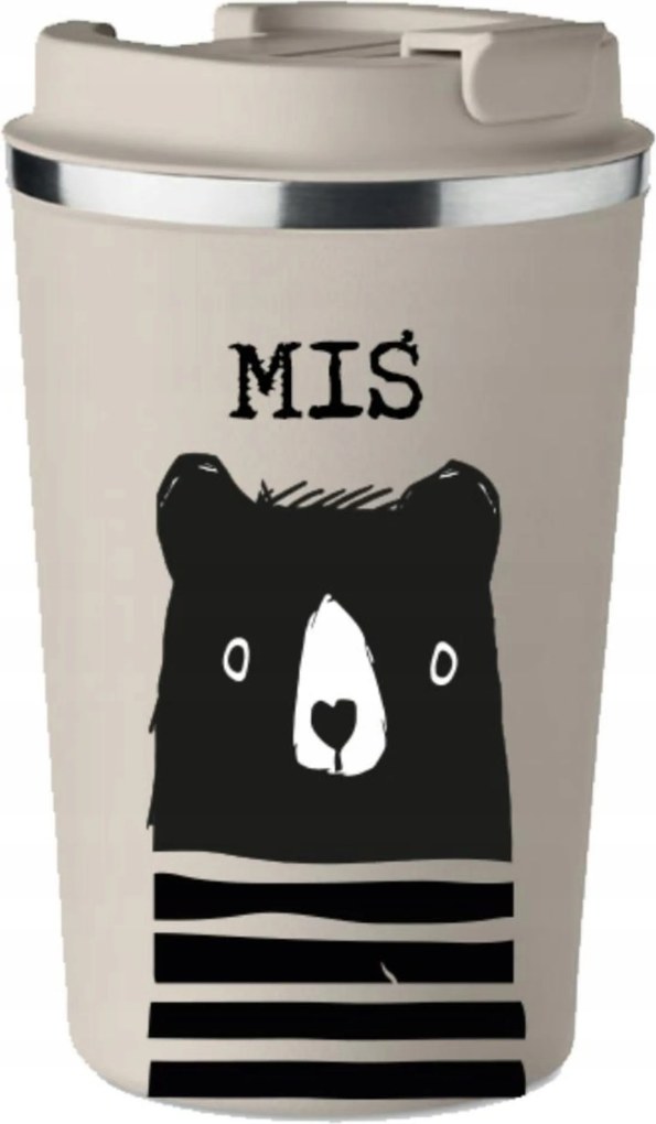 Prémium termo bögre maci mintával Medve kávéhoz 350 ml KT_074