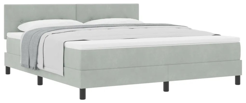 Boxspring Ágy Matraccal Világosszürke Szuper Király Bársony