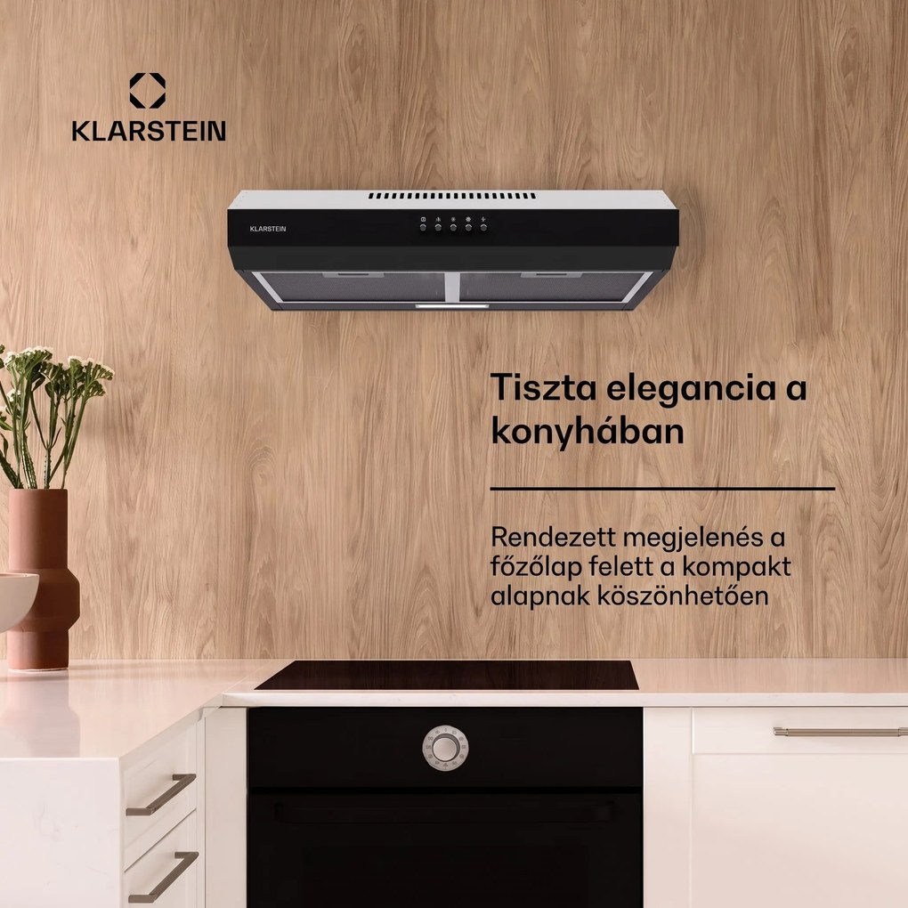 Klarstein Contempo 60 beépíthető páraelszívó 60 cm 200 m³/h LED rozsdamentes acél akril