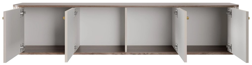 Vesper 4D függő TV-szekrény 187 cm - kasmír / diófa / arany fogantyúk