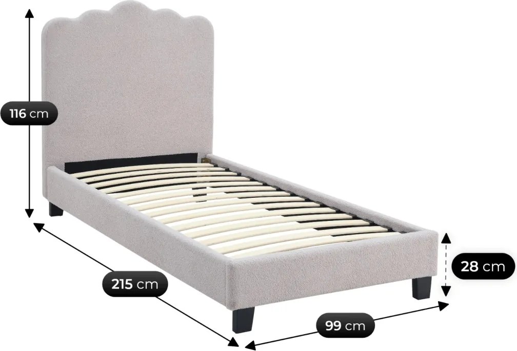 Łóżko 90x200 CRATER Kremowe Tkanina