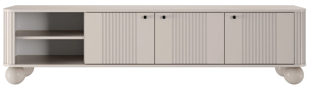 TV-szekrény Vesper 3D 187 cm - kasmír / fekete fogantyúk lábak golyók