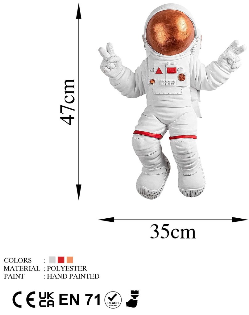 Fali Dekoráció, Peace Sign Astronaut - 3