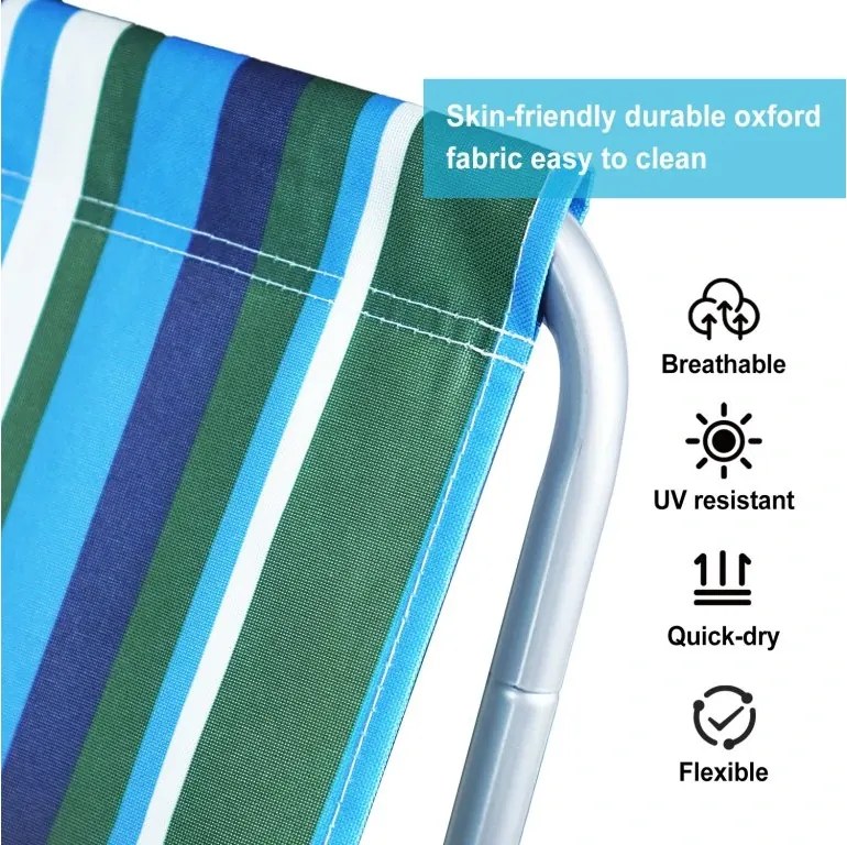 Összecsukható tengerparti napozóágy SAND, kék-fehér