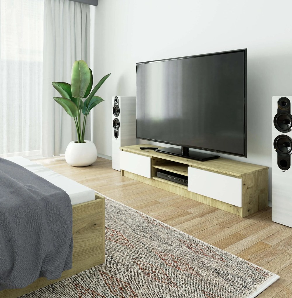 TV asztal Katalina (artisan tölgy  + fehér). Akció -15%. 1070708