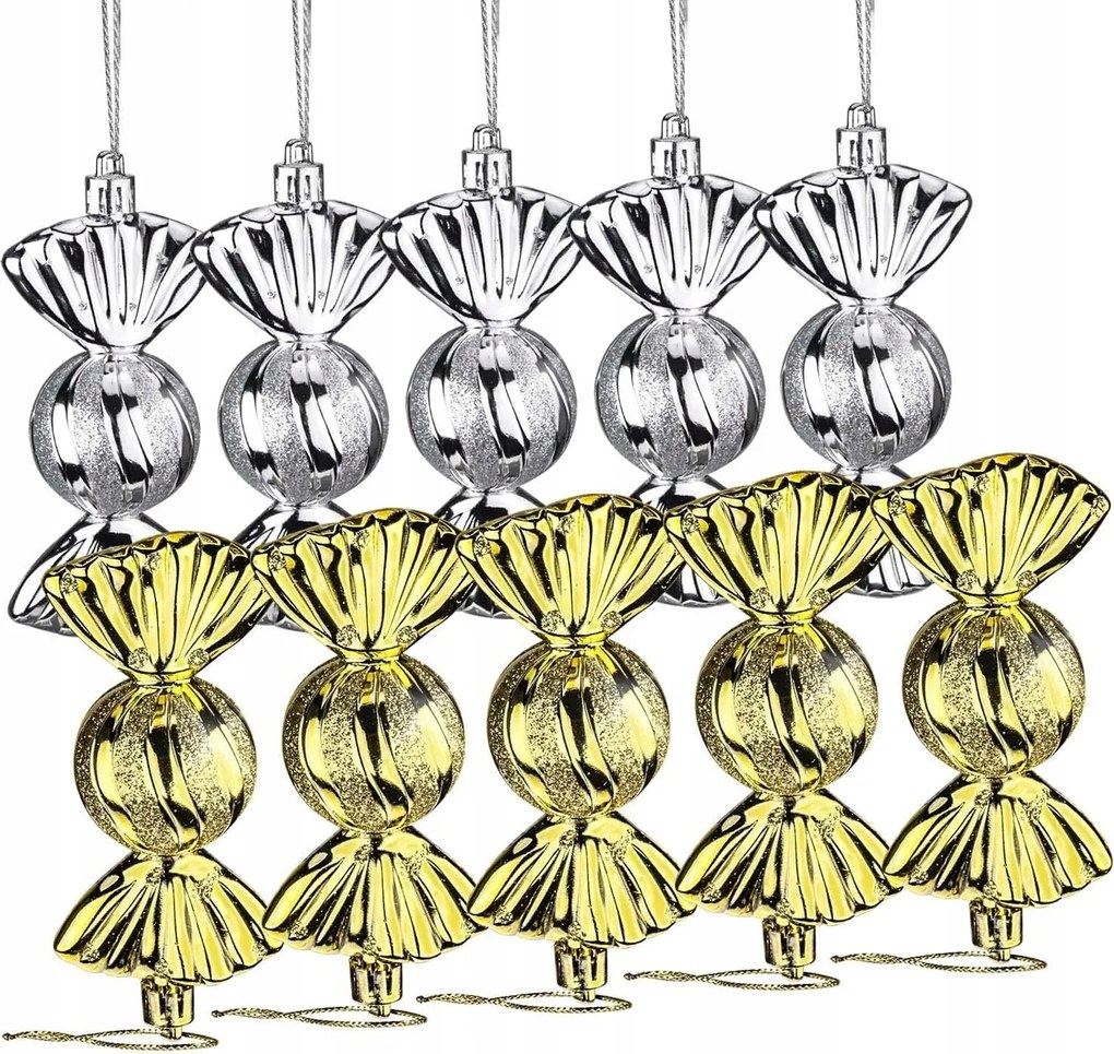 10 db lógó karácsonyi dísz, cukorka karácsonyi gömbök