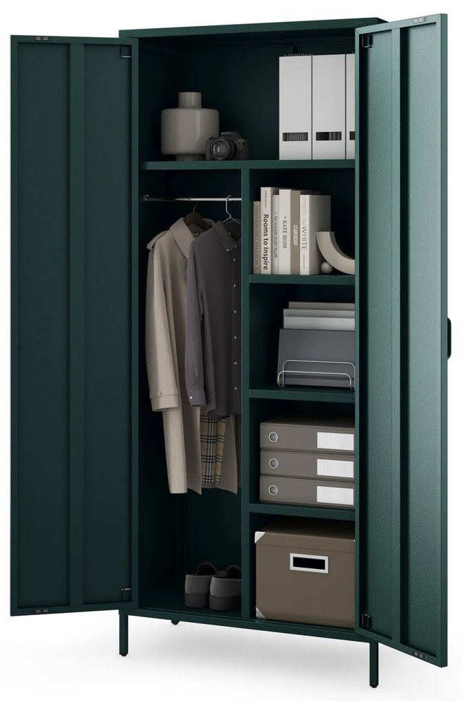 Gardróbszekrény FLAVIO, 800 x 1850 x 450 mm, Modern: palack zöld