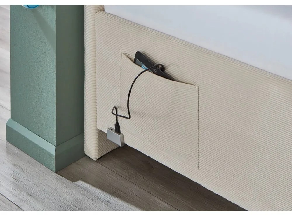 Bézs kárpitozott ágyneműtartós gyerekágy ágyráccsal 120x200 cm Cool – Meise Möbel