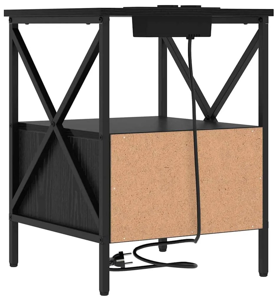 vidaXL Éjjeliszekrény 2 pcs Fekete tölgy 41,5 x 40,5 x 55 cm Faanyag