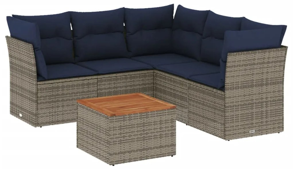6 részes szürke polyrattan kerti ülőgarnitúra párnával