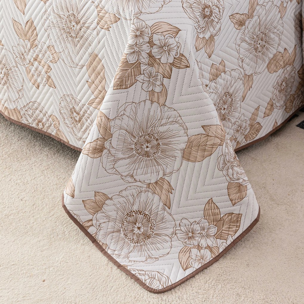 Ágytakaró PETALIS krémszínű / barna Méret: 220 x 240 cm