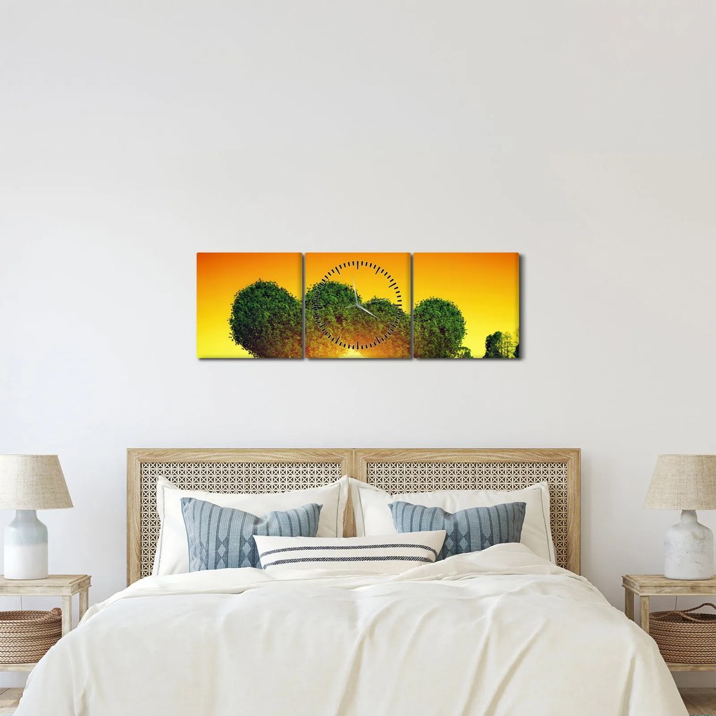 Kép - szív a fák tetején (órával) (90x30 cm)