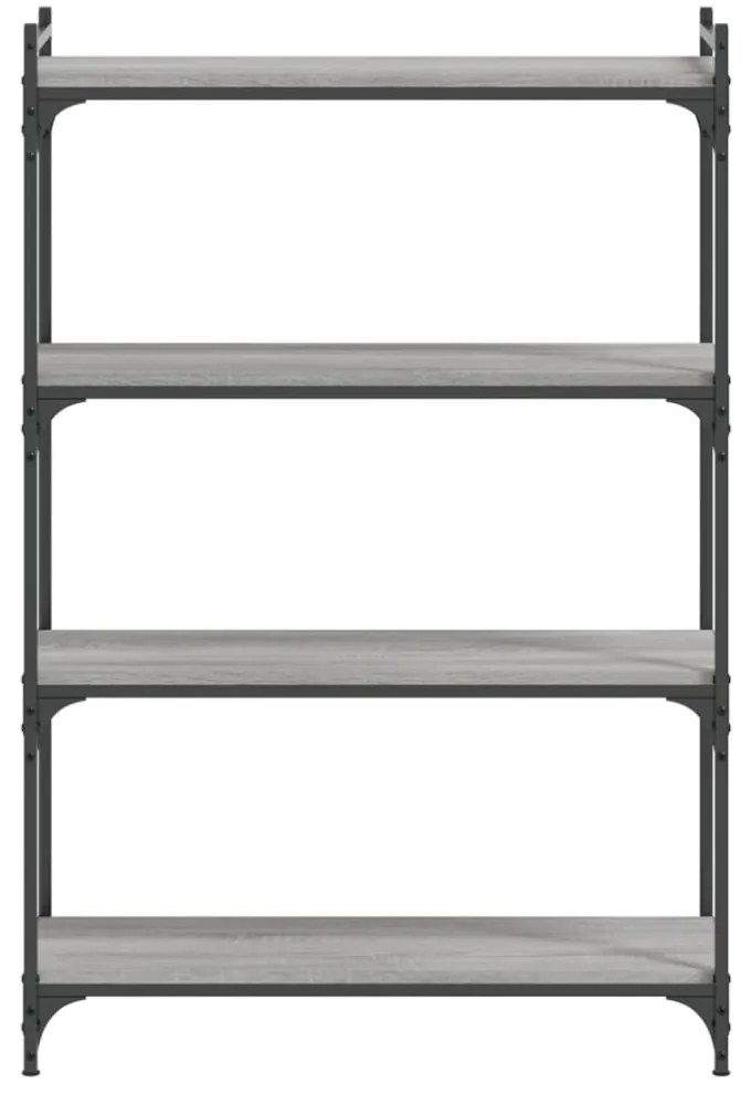 4 szintes szürke sonoma szerelt fa könyvespolc 80 x 30 x 120 cm