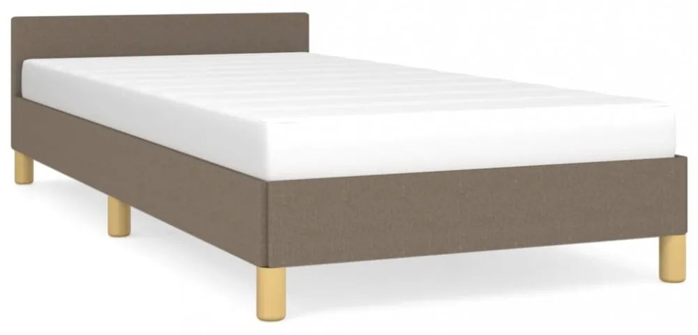 tópszínű szövet ágykeret fejtámlával matrac nélkül 90x200 cm