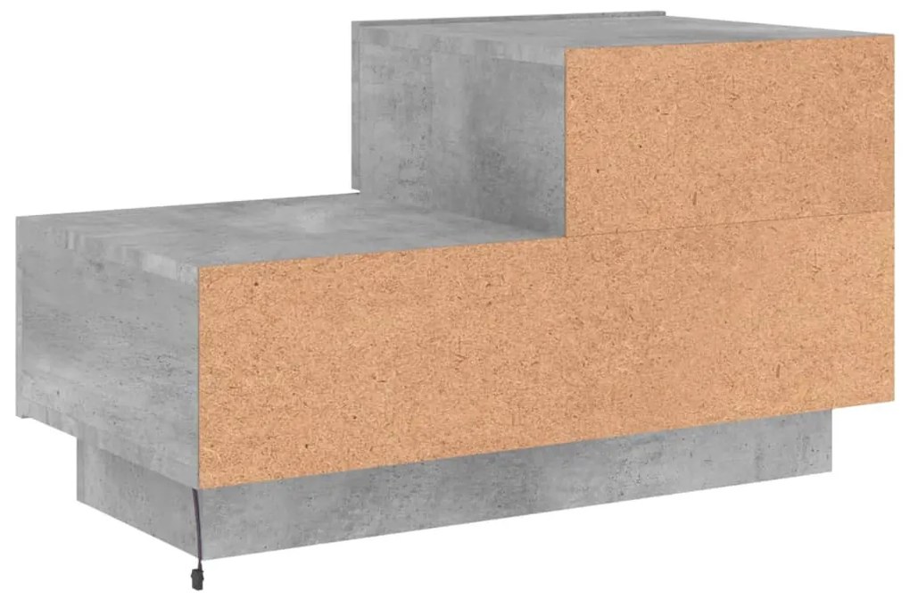 betonszürke éjjeliszekrény LED-fényekkel 70x36x40,5 cm