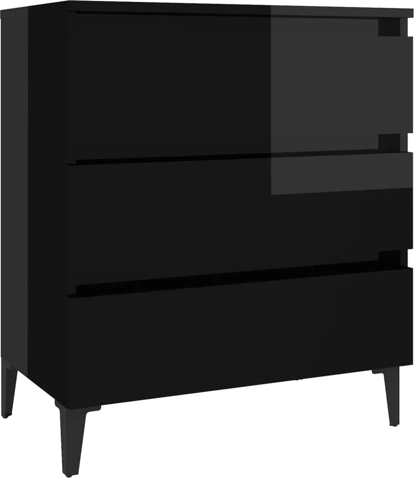 vidaXL magasfényű fekete forgácslap tálalószekrény 60 x 35 x 69 cm