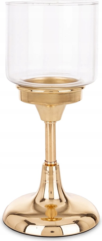 Üveg Gyertyatartó Magas Glamour Elegáns Lámpás Dekoráció 24 CM Arany