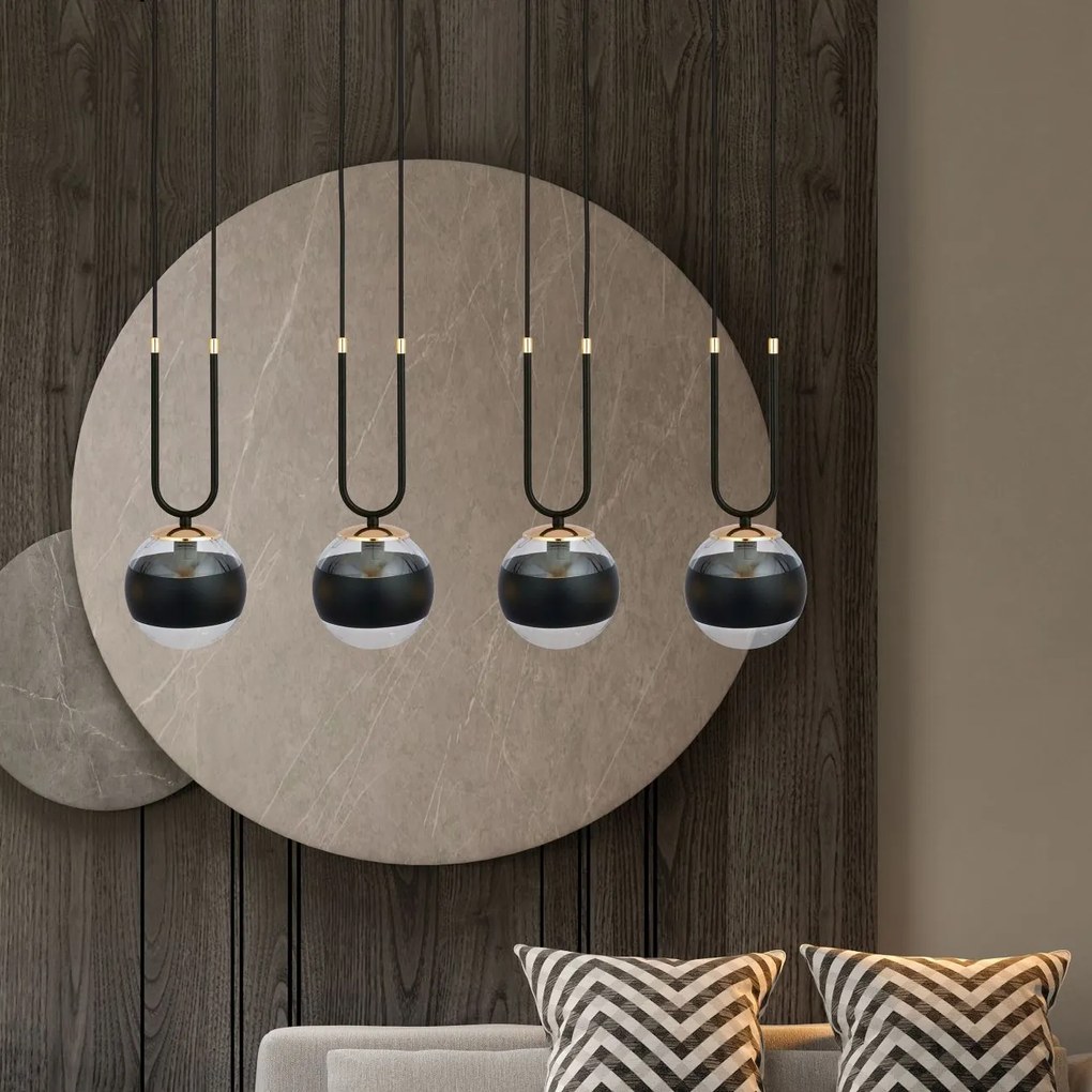 Emibig modern függeszték glam fekete átlátszó emi1113/4
