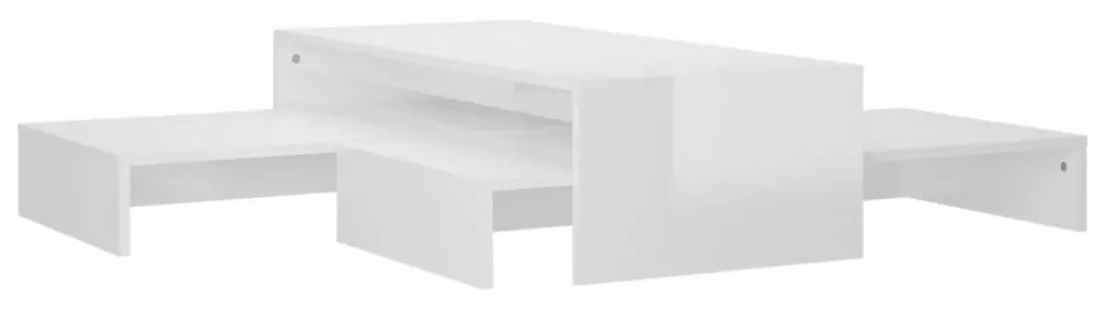 fehér szerelt rakásolható dohányzóasztalszett 100x100x26,5 cm