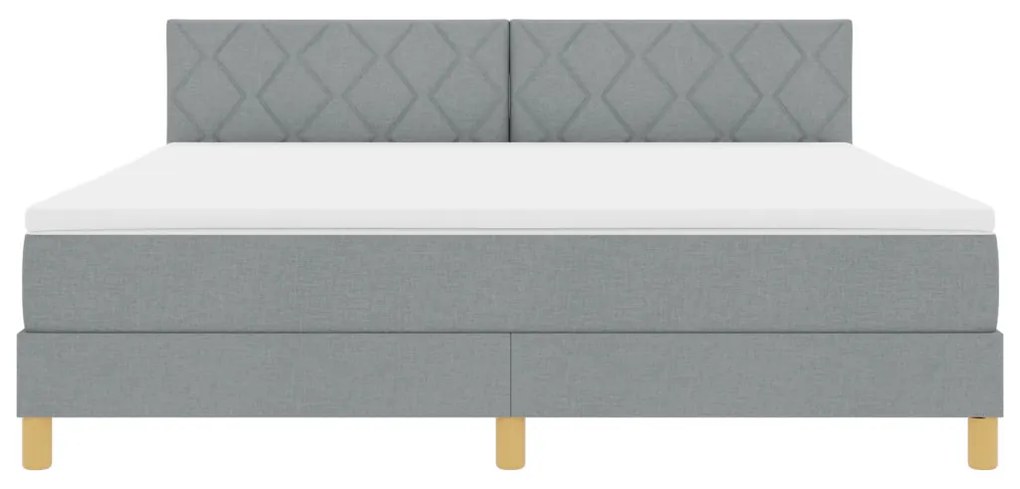 Box Spring Ágy matraccal, világosszürke, 180x200 cm, szövet