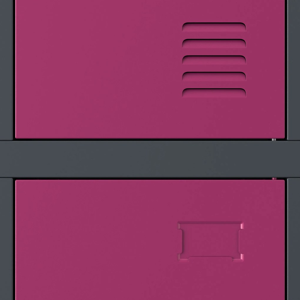 Fém öltözőszekrény 6 rekeszes IGOR, 900 x 1850 x 450 mm, antracit-fukszia