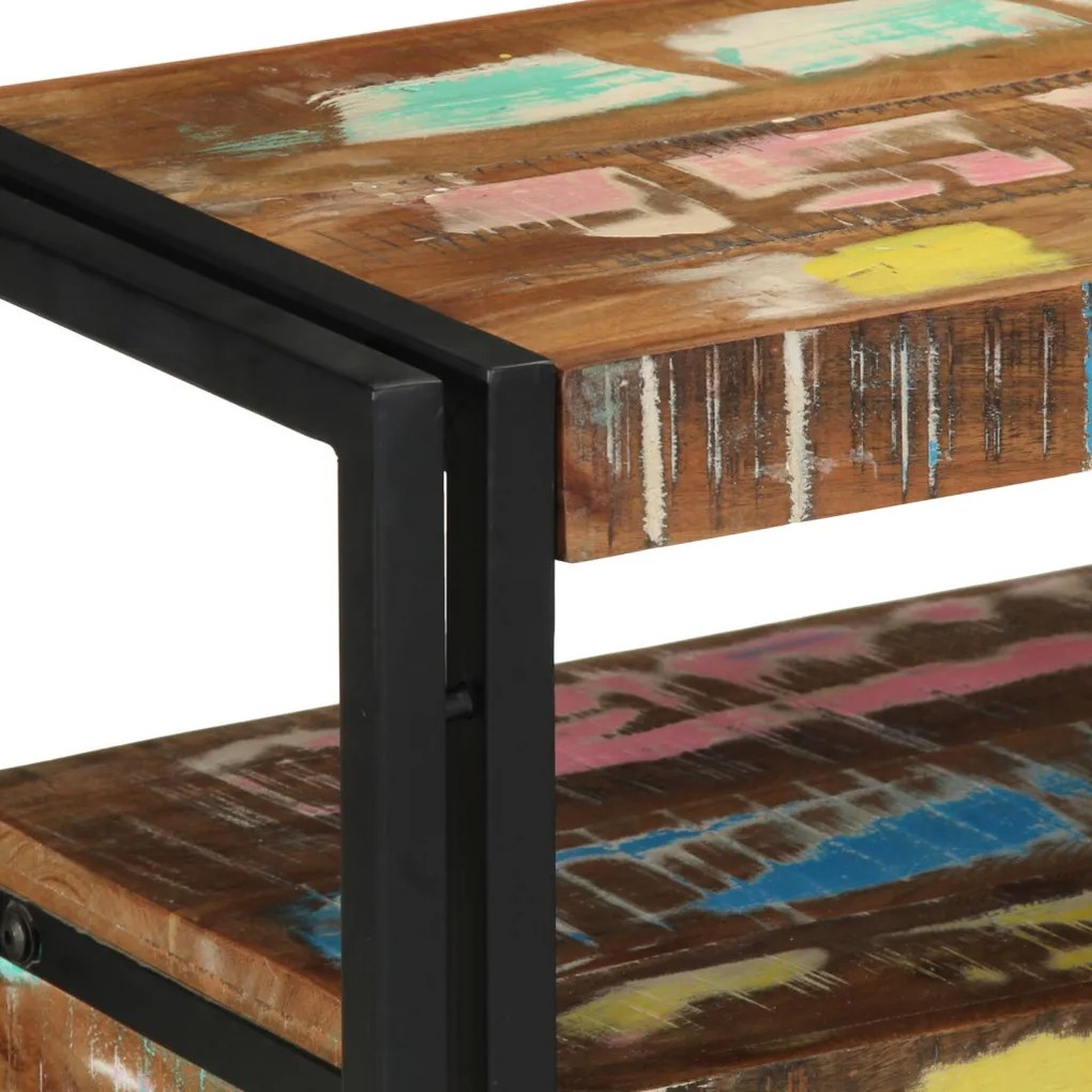 Végasztalok Többszínű 120x33x75 cm Tömör Újrahasznosított Fa és Fém