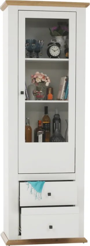 Vitrin MZ4, fehér/grand tölgy, LEON