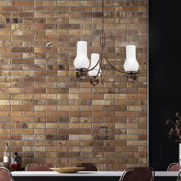 Brilagi - LED láncos csillár COTTAGE 3xE14/40W/230V bükk/barna/fehér