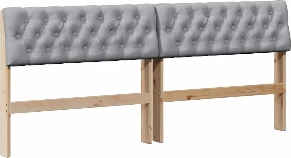 vidaXL Kárpitozott fejtámla Világosszürke 180 cm Tömör fenyőfa