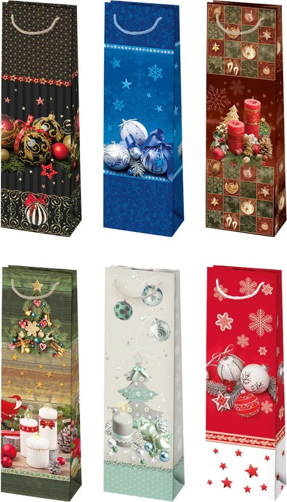 Karácsonyi Decorations papír italtáska 10,5x33x8,5 cm