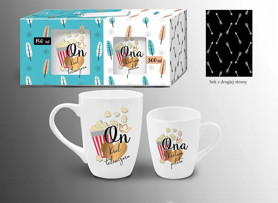 2 Db-os Bögre Szett 750/300 Ő A Tv Királya Ő....