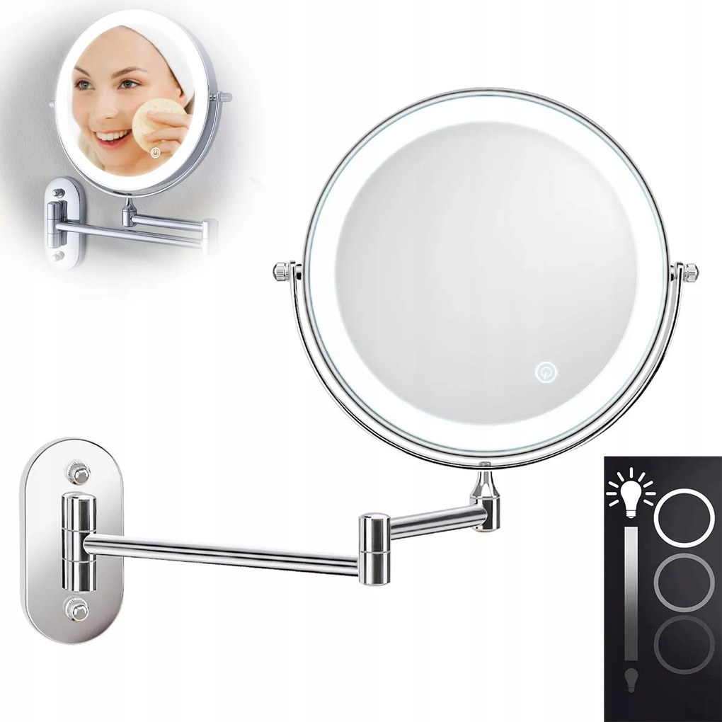 Nagyítás 1x/5x Fürdőszobai tükör Led ezüst Új