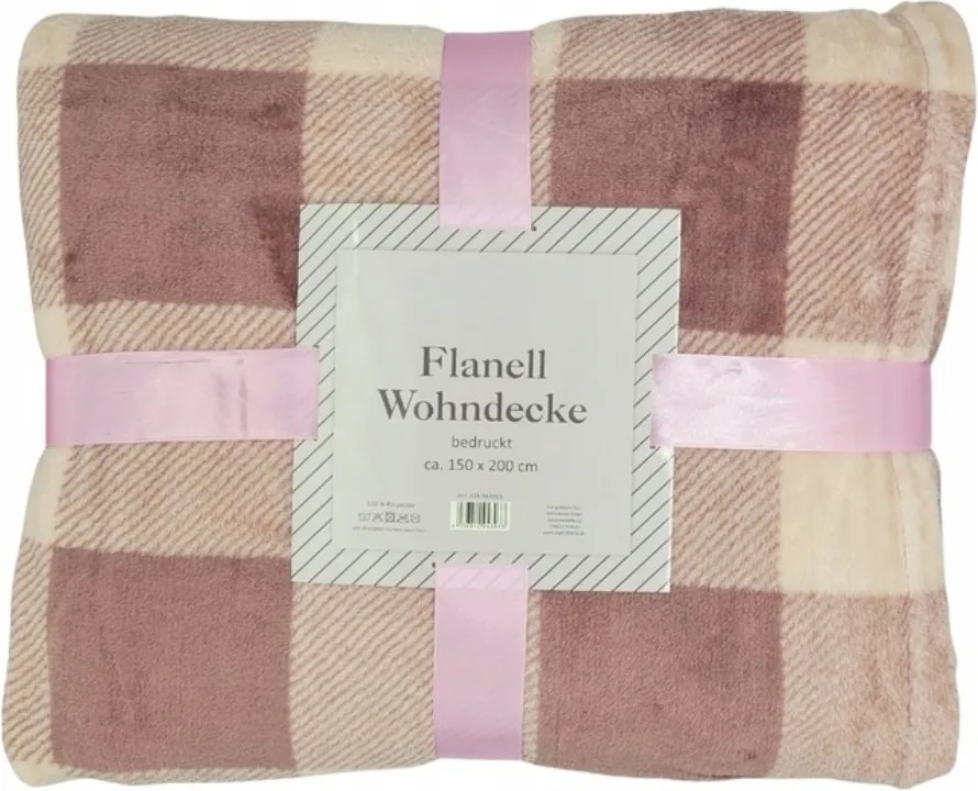 Puha Flanel Takaró Ágytakaró Polár Pléd 150x200 Rózsaszín Kockás Meleg