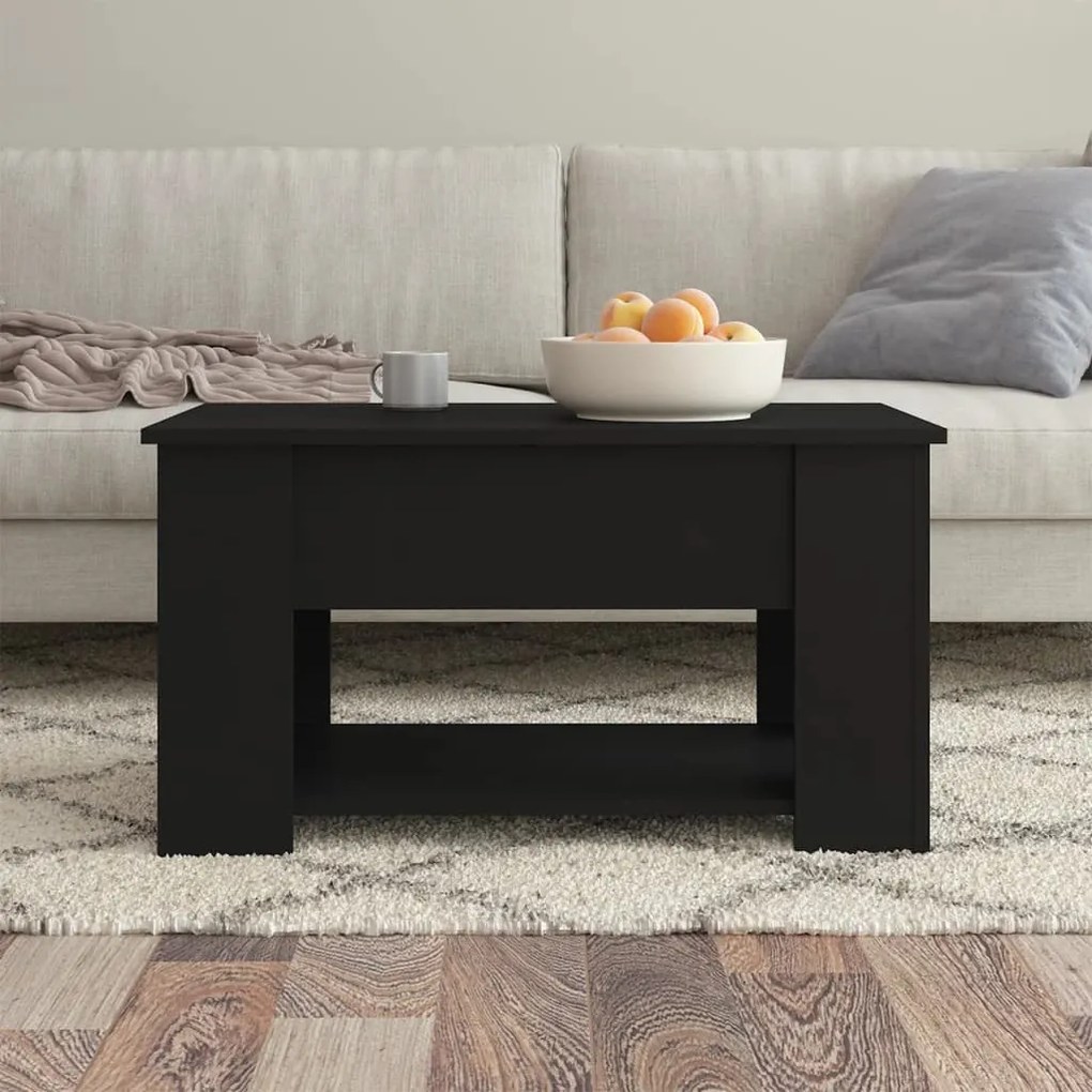 Fekete szerelt fa dohányzóasztal 79 x 49 x 41 cm