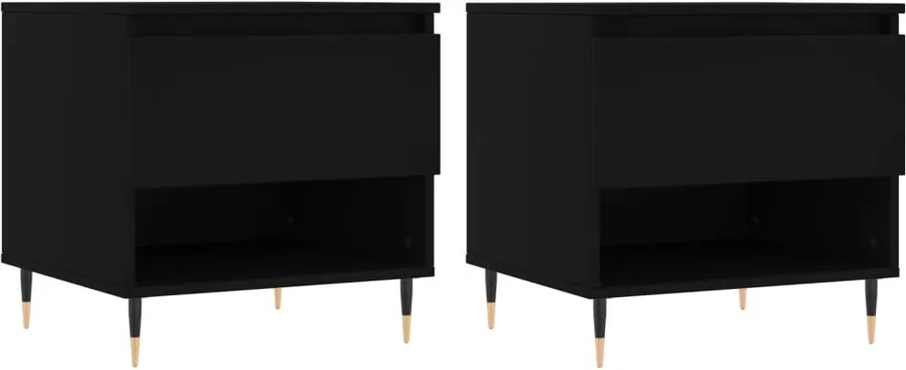 vidaXL 2 db fekete szerelt fa dohányzóasztal 50 x 46 x 50 cm