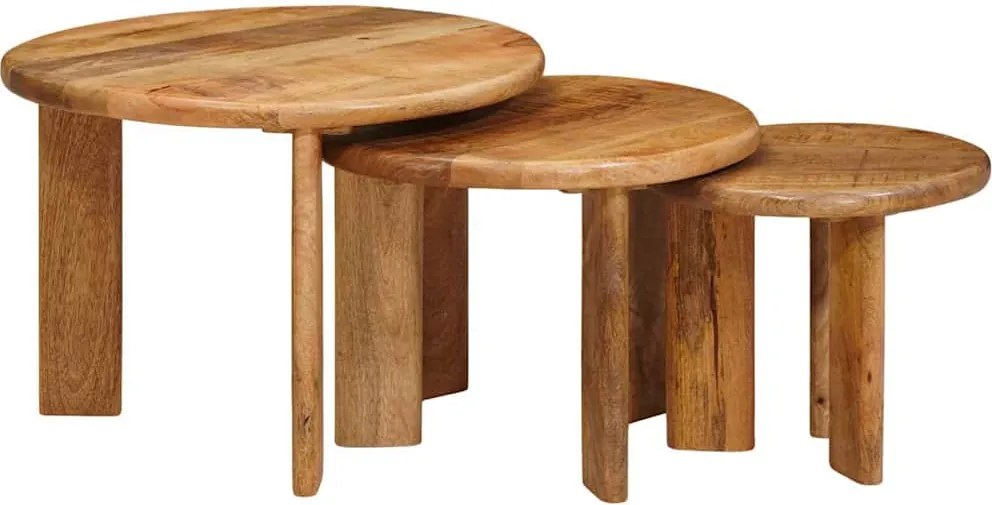 vidaXL Fészkelt Kávézó Asztalok 3 pcs Barna Tömör Mangófát