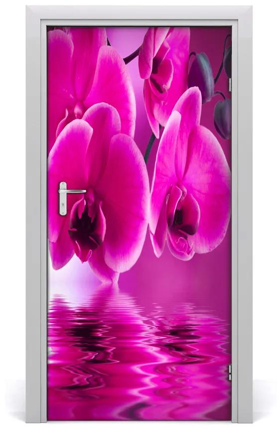 Ajtóposzter rózsaszín orchidea 95x205 cm