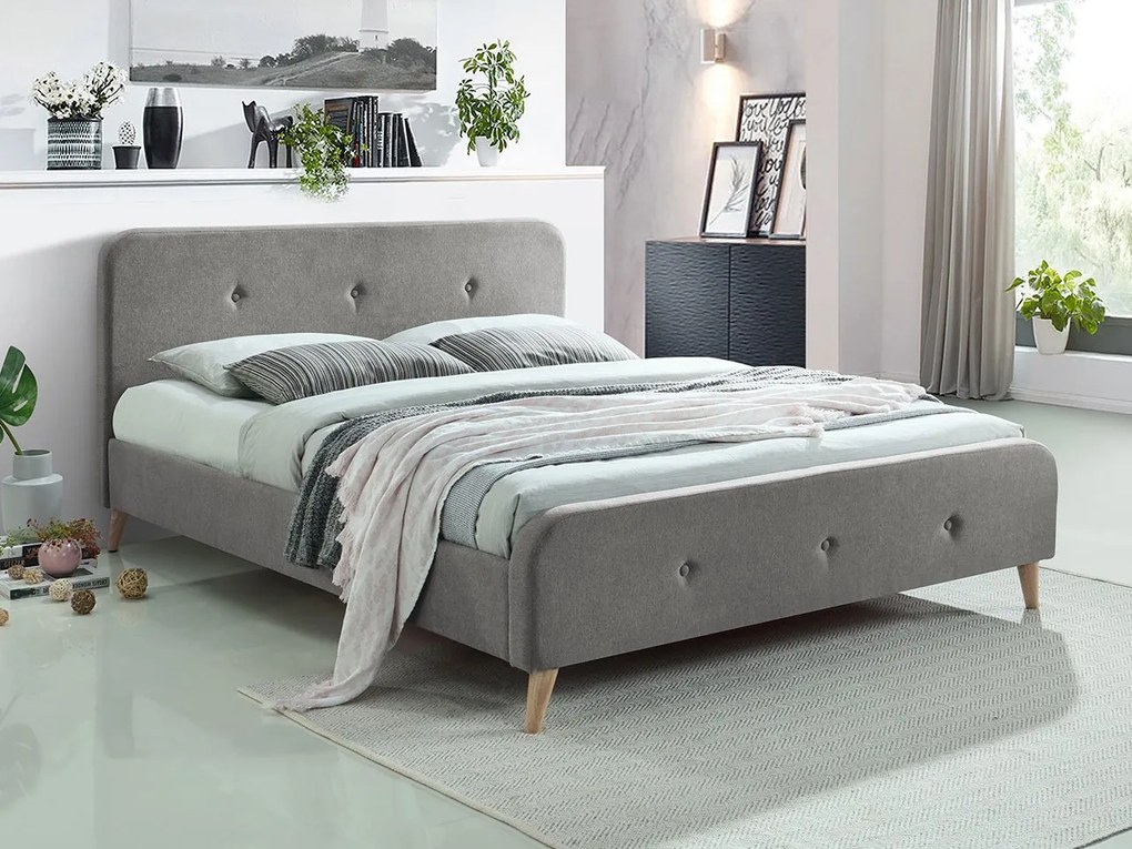 Franciaágy 140 cm Lomaha New (szürke) (ágyráccsal). 1104167