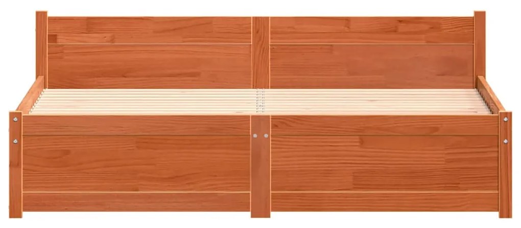 vidaXL Ágykeret fejtámlával Viaszbarna 160 x 200 cm Tömör fenyőfa
