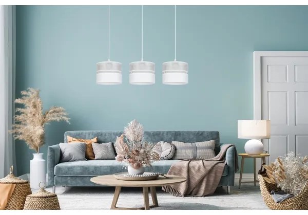 Csillár zsinóron LIMA 3xE27/60W/230V ezüst/fehér