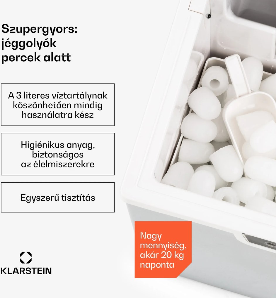 Klarstein Icefestival Bullet, jégkocka készítő, 195 W, 1,9 L tartály, 20 kg/24 h