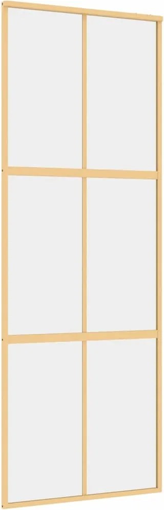 vidaXL aranyszínű átlátszó ESG üveg és alumínium tolóajtó 76 x 205 cm