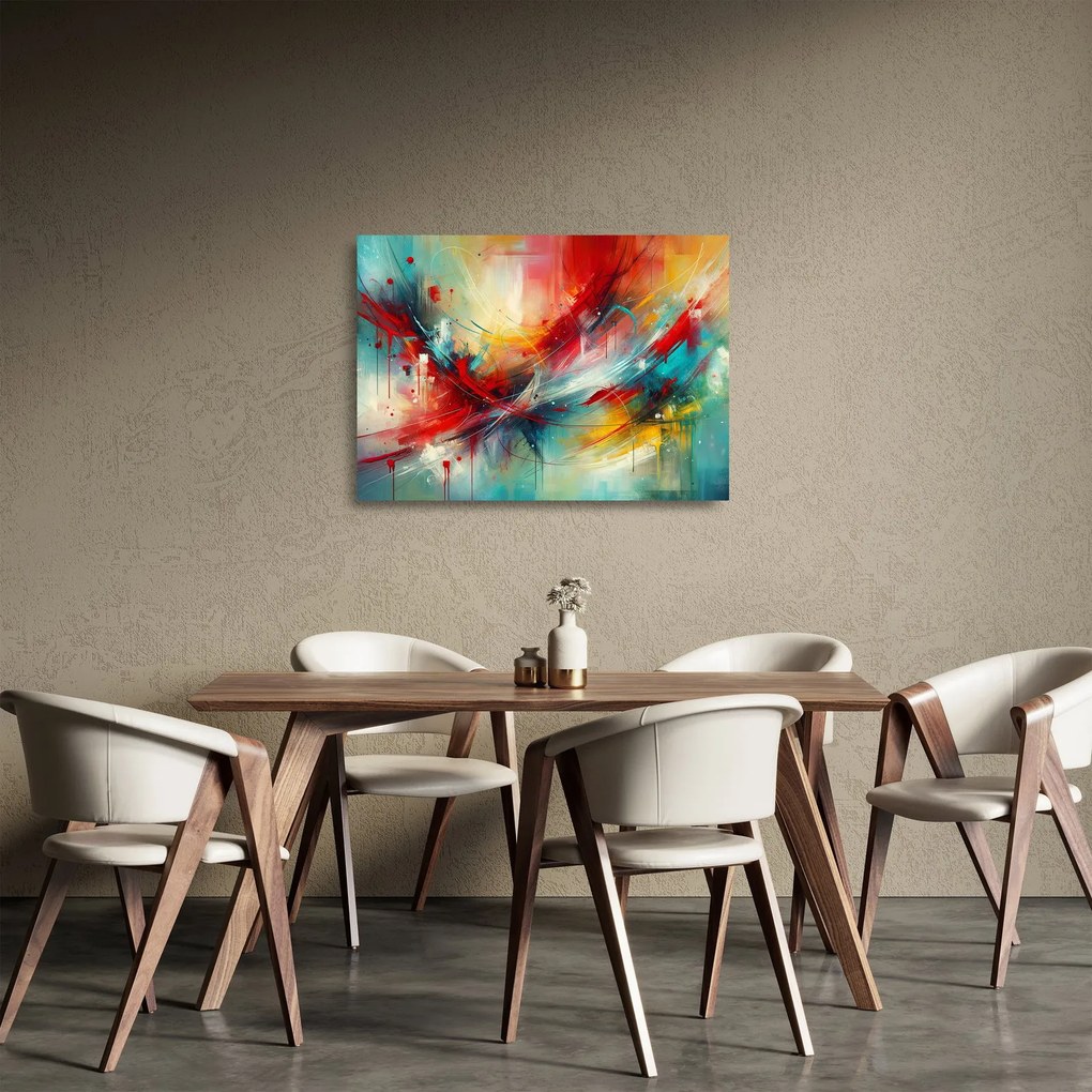 Üveg kép – Absztrakció pirossal (70x50 cm)