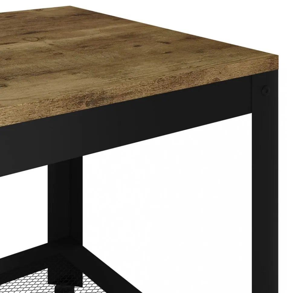 sötétbarna és fekete MDF és vas dohányzóasztal 90x45x45 cm