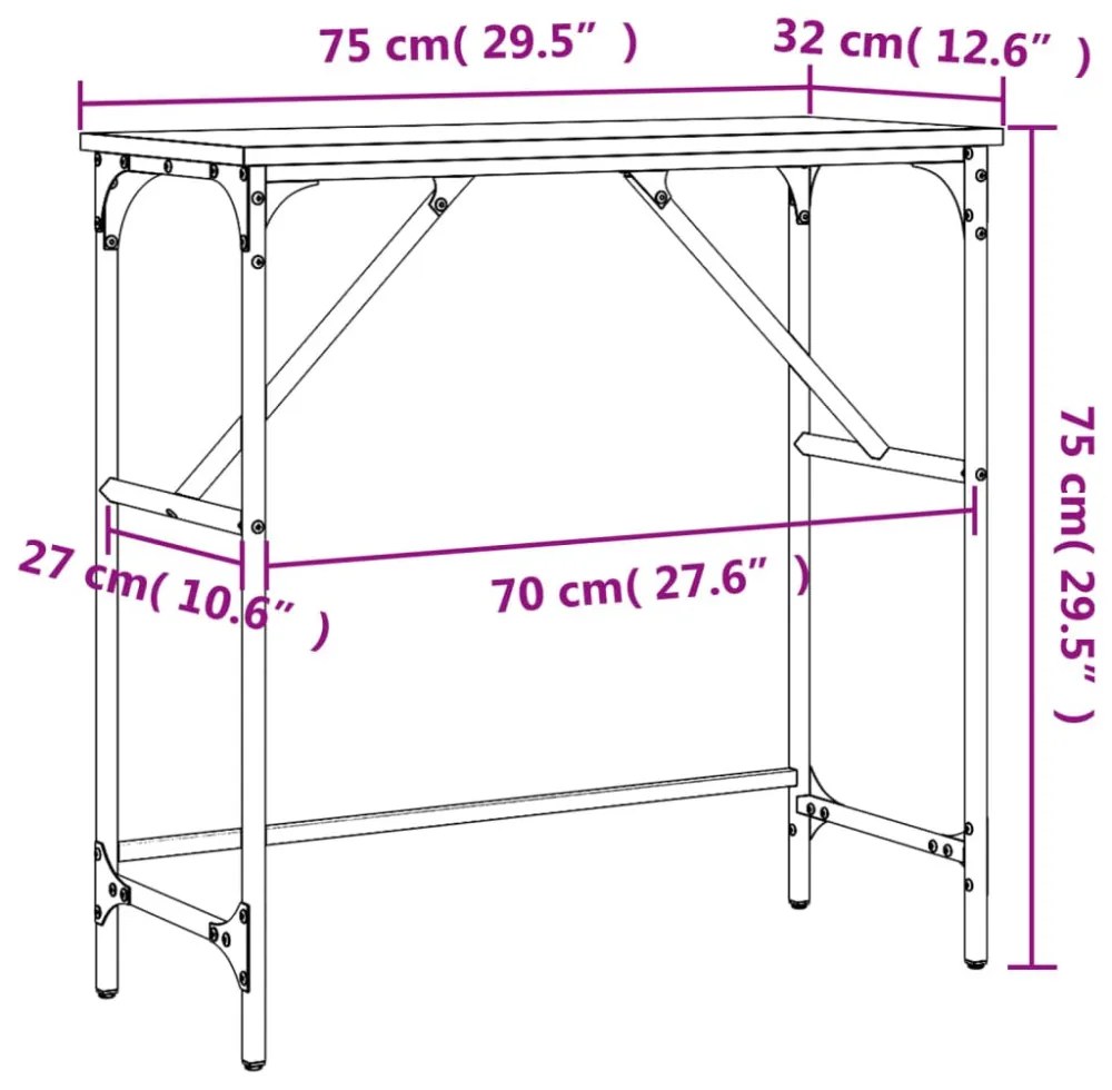 fekete szerelt fa tálalóasztal 75x32x75 cm