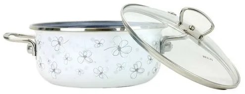 Belis Smaltált serpenyő fedéllel Premium, fehér,20 cm, 2,3 l, 2,3 l