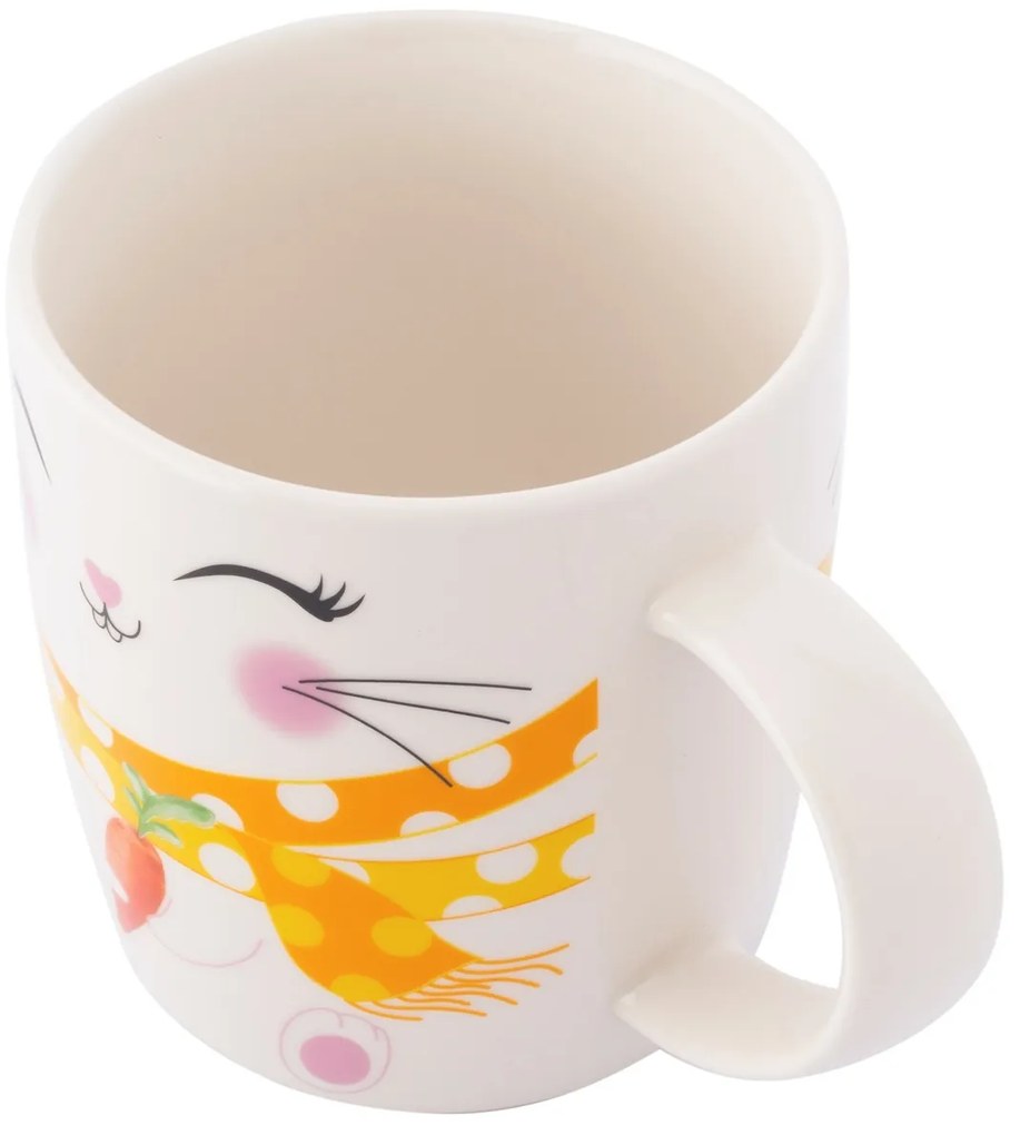 Altom Porcelánový hrnek Veselý králíček sesilikonovým víčkem, 400 ml